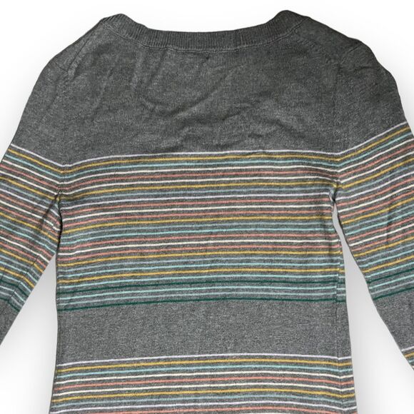 Gap Women's "Crazy" Gray & Multicolor Stripe Round Neck Pullover Sweater Size XS - Picture 5 of 12